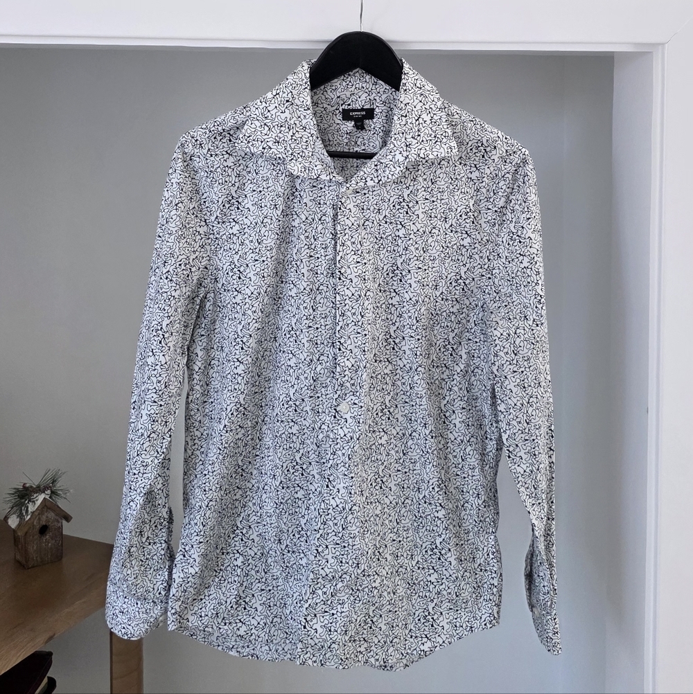 Express Monochrome Abstract Button-Up Shirt
